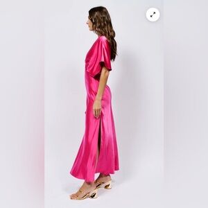 TFNC Pink Satin Maxi Dress